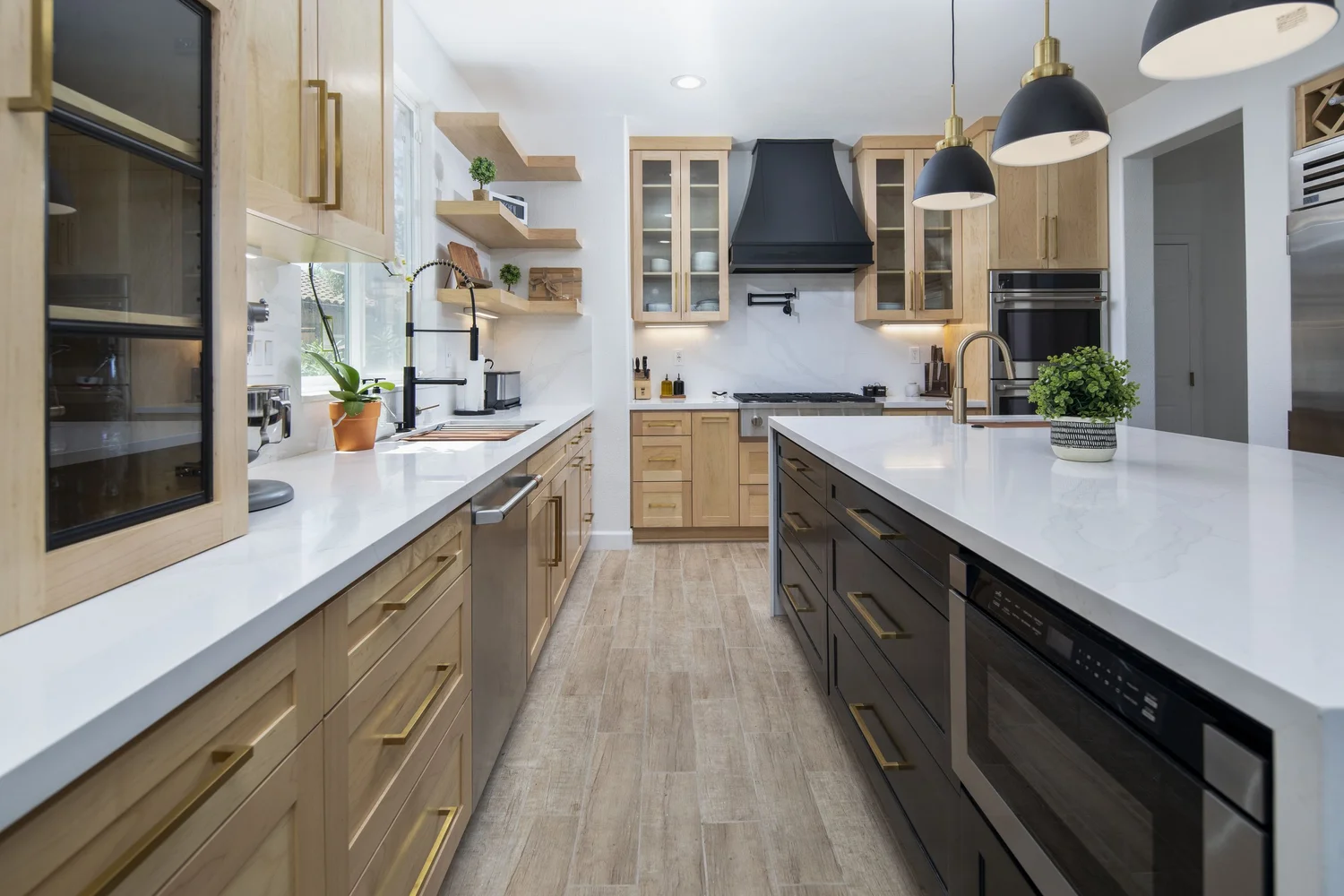 Warm wood custom kitchen cabinets, San Diego remodel